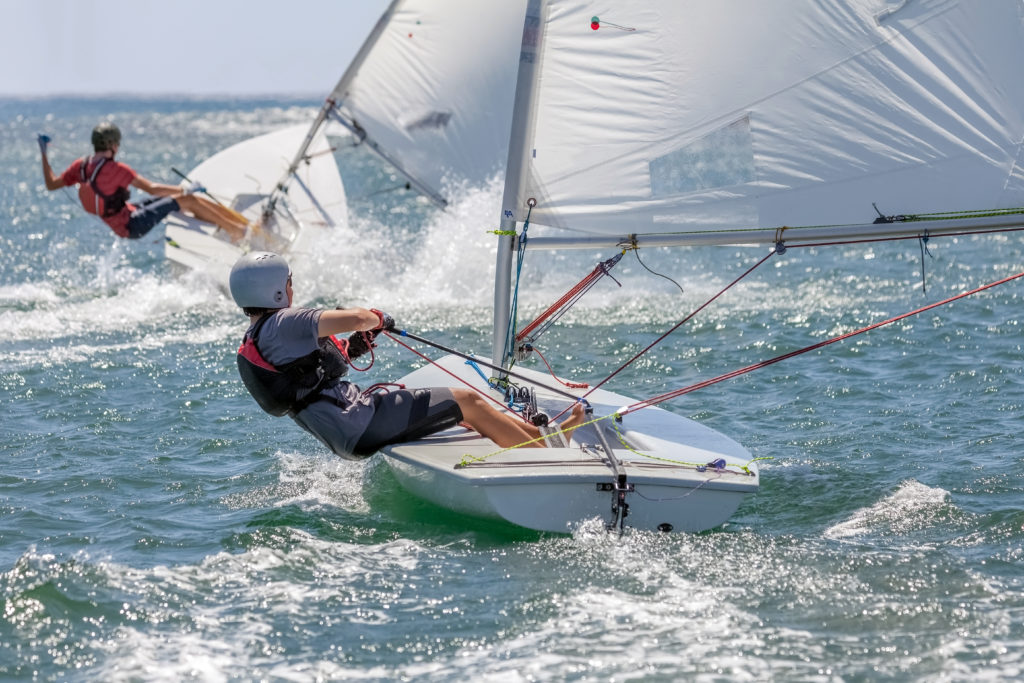Two single handed dinghy races compete in sailing race