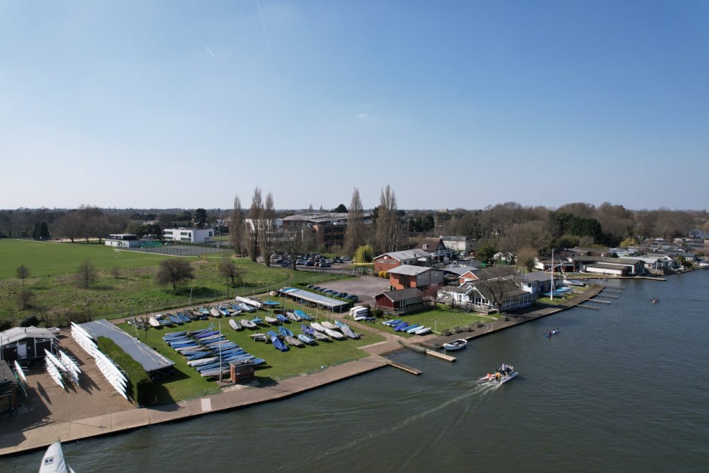 Tamesis boating club Kingston upon Thames drone aerial view