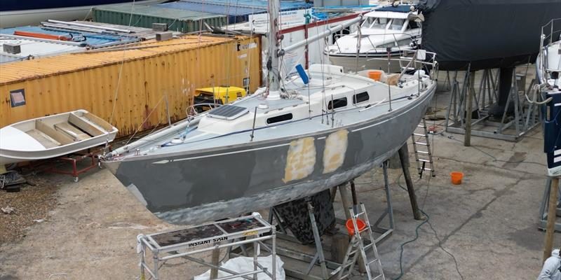 Sailing yacht being repaired in a boatyard - Marine Trade Insurance