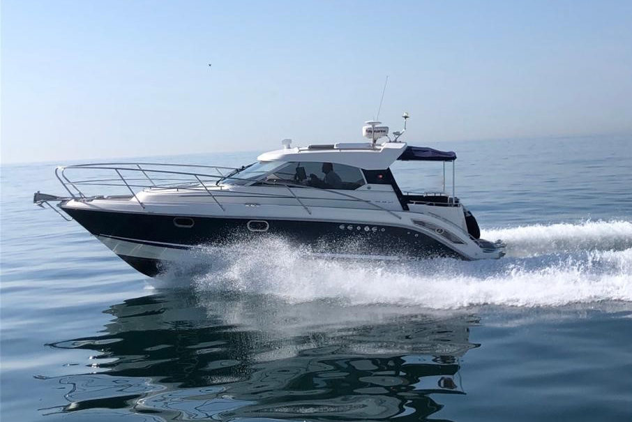 Motorboat cruising at speed