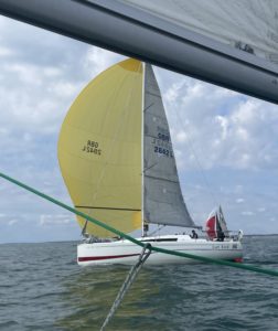 On the water during the JOG Cowes to Poole Race 2024